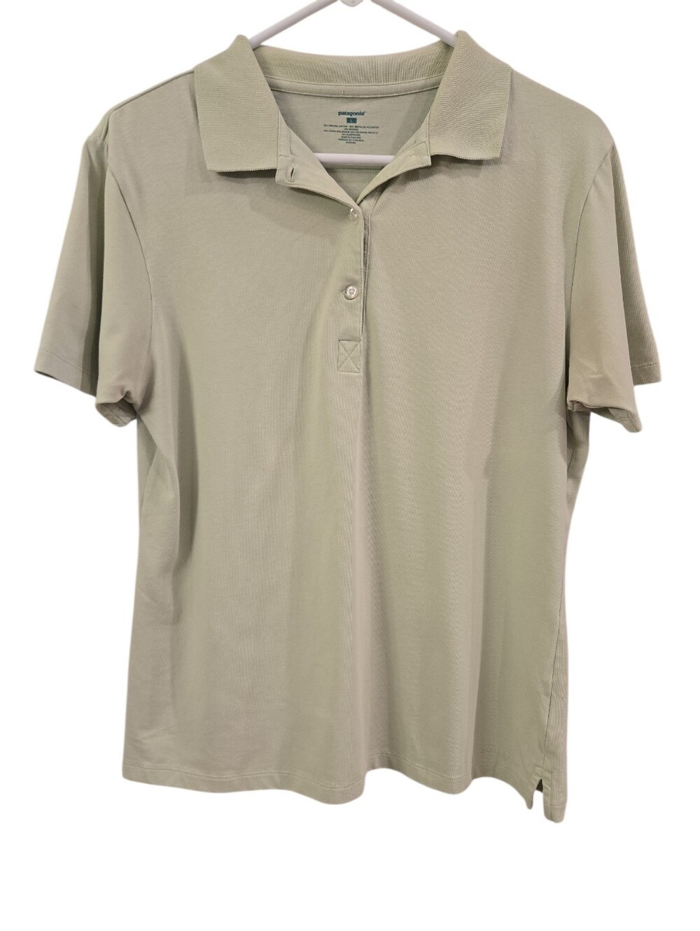 PATAGONIA WOMEN'S VITALITY  POLO SHIRT. SIZE LARGE. MINT GREEN.  ORGANIC COTTON